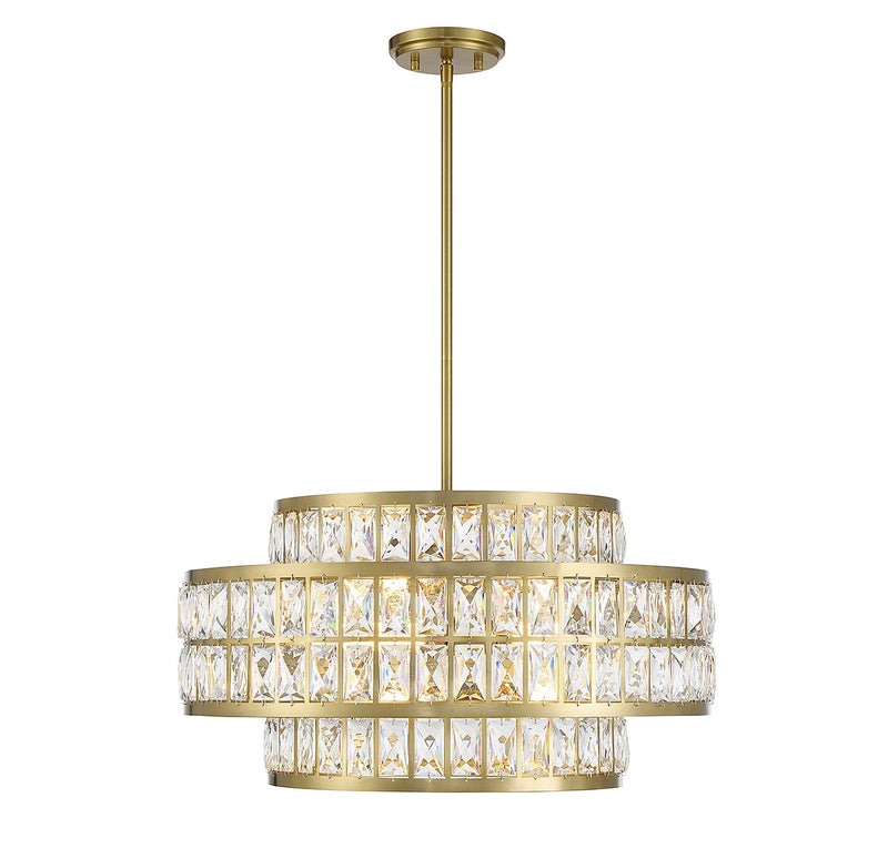 Renzo Four Light Pendant in Warm Brass