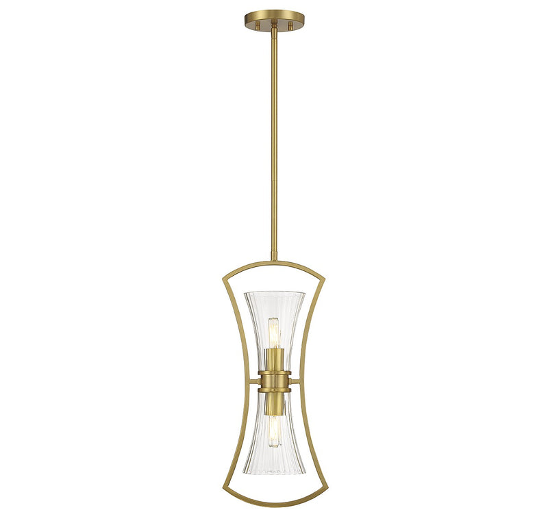 Bennington Two Light Pendant in Warm Brass