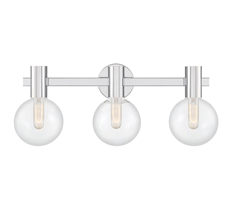 Wright Three Light Bathroom Vanity in Chrome