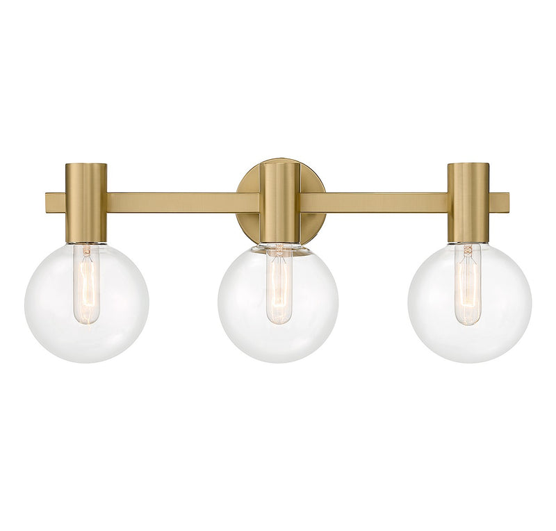 Wright Three Light Bathroom Vanity in Warm Brass