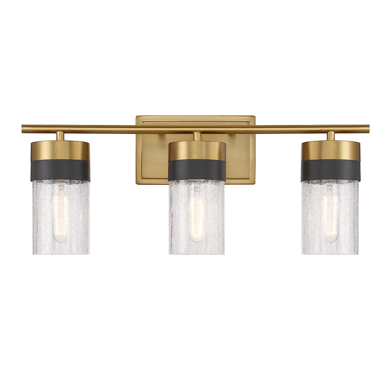Brickell Three Light Bathroom Vanity in Warm Brass