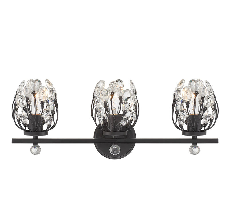 Moreno Three Light Bathroom Vanity in Matte Black