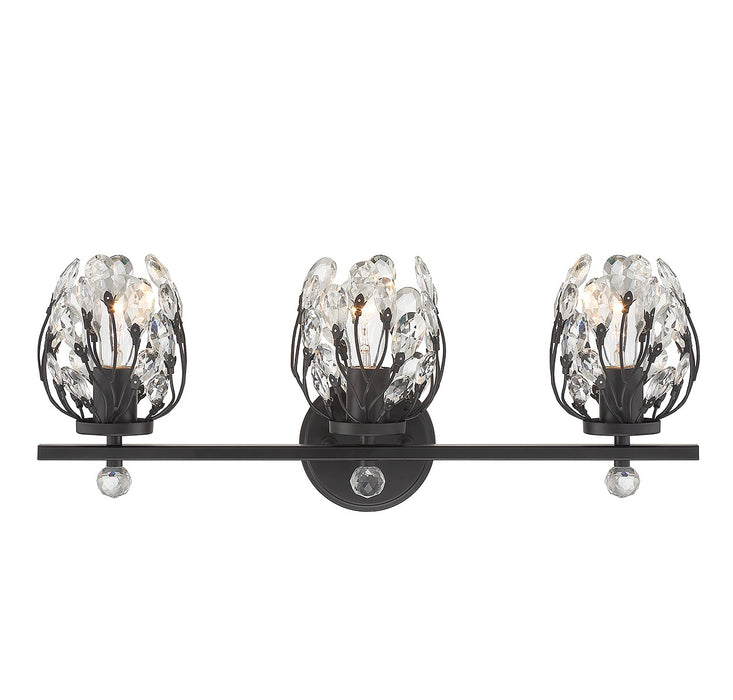 Moreno Three Light Bathroom Vanity in Matte Black