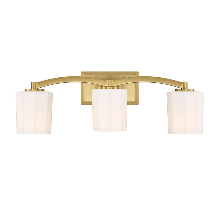 Whitney Three Light Bathroom Vanity in Warm Brass
