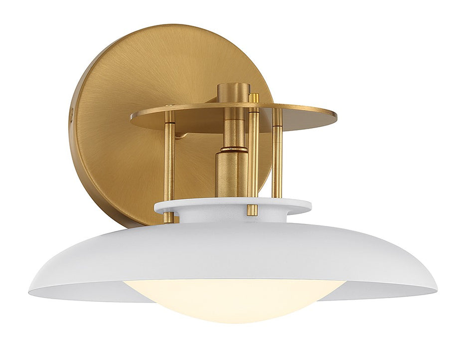 Gavin One Light Wall Sconce in White with Warm Brass Accents