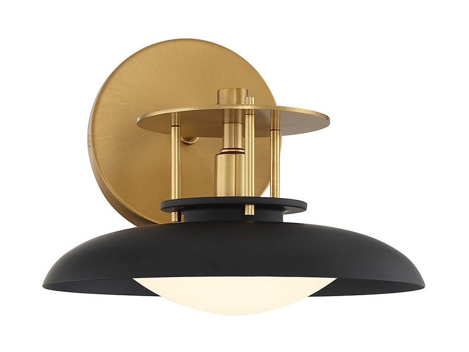 Gavin One Light Wall Sconce in Matte Black with Warm Brass Accents
