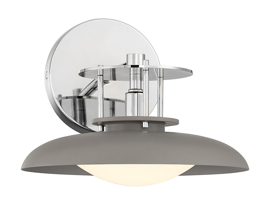 Gavin One Light Wall Sconce in Gray with Polished Nickel Accents