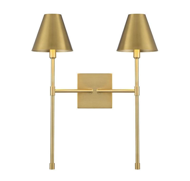 Jefferson Two Light Wall Sconce in Warm Brass