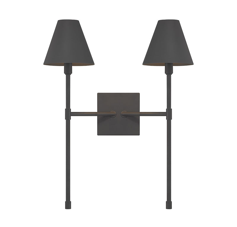 Jefferson Two Light Wall Sconce in Matte Black