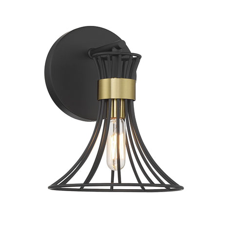Breur One Light Wall Sconce in Matte Black with Warm Brass