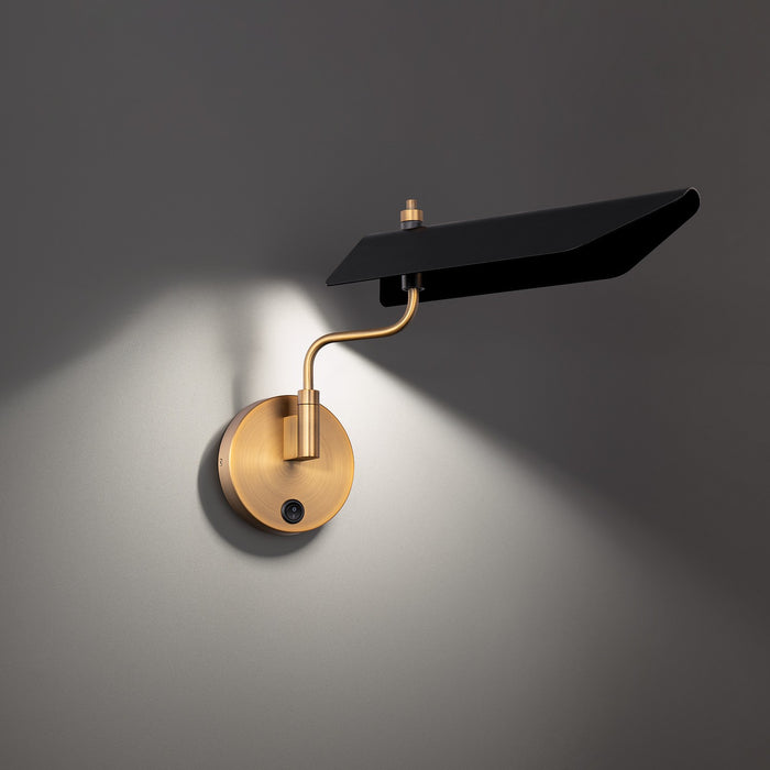 Loyd LED Swing Arm in Black/Aged Brass