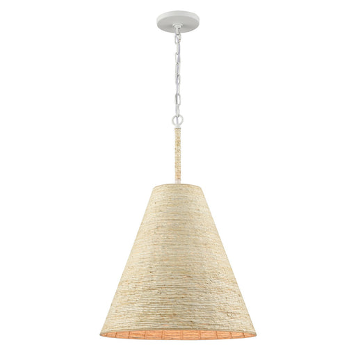 Abaca One Light Pendant in Textured White