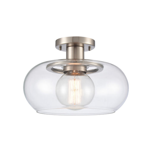 Clement One Light Semi Flush Mount in Antique Nickel