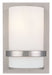 Fieldale Lodge 1-Light Wall Sconce in Brushed Nickel & Etched White Glass