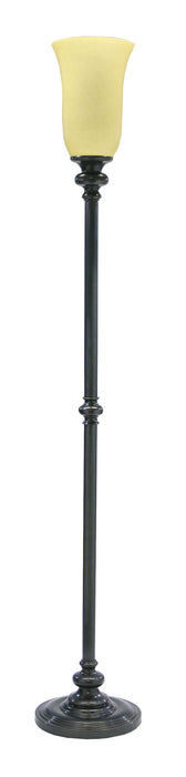 Newport 74.75 Inch Floor Lamp Oil Rubbed Bronze with Amber Art Glass Shade