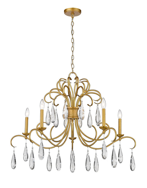 Amara Five Light Chandelier in Gilded Gold by Z-Lite Lighting