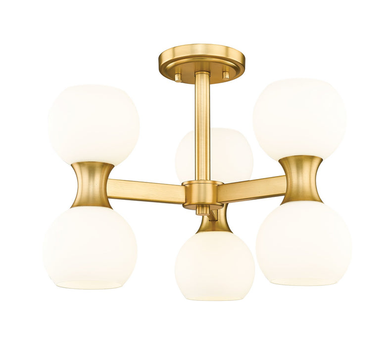 Artemis Six Light Semi Flush Mount in Modern Gold by Z-Lite Lighting