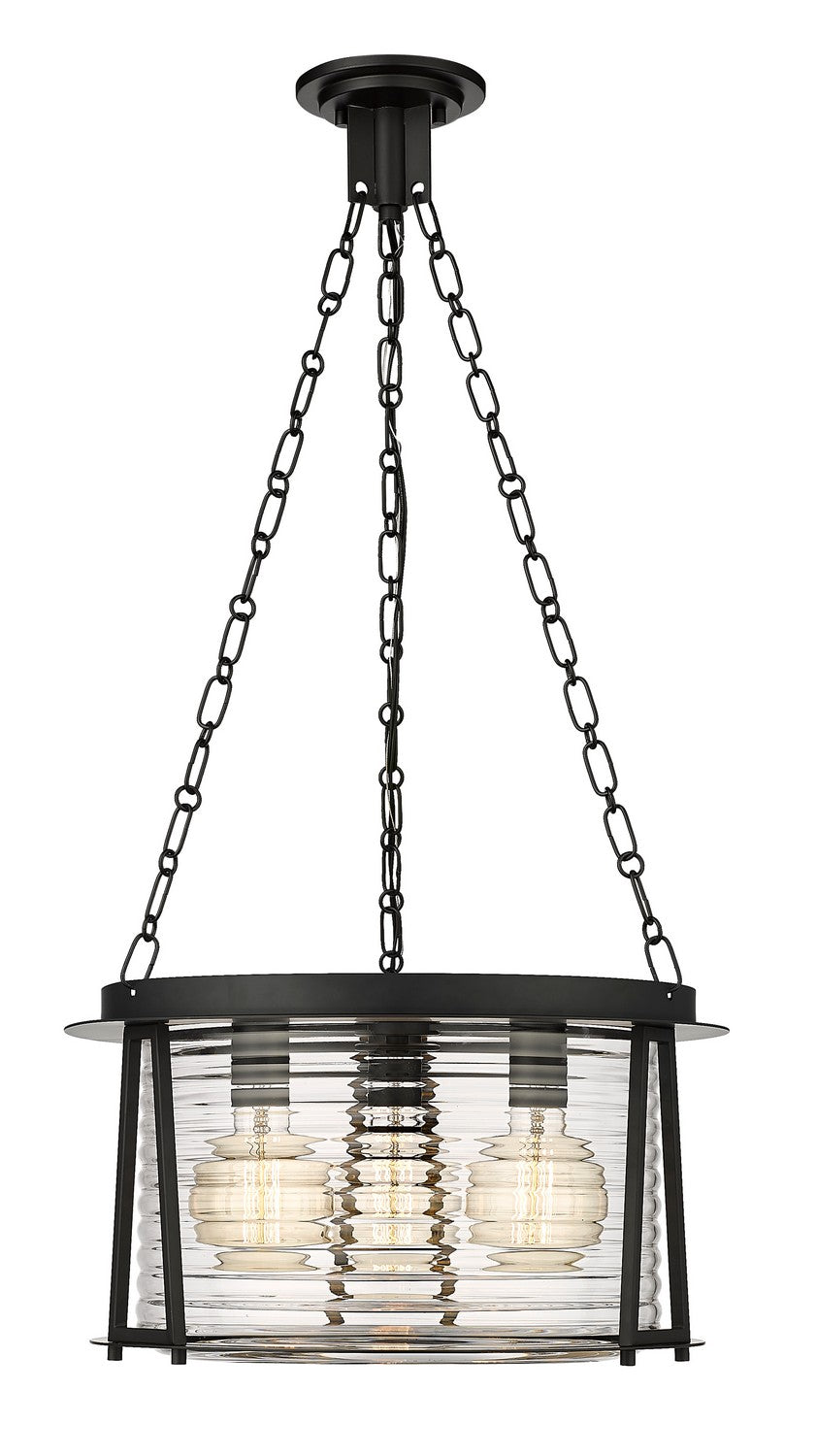 Cape Harbor Pendant Three Light Pendant in Matte Black by Z-Lite Lighting