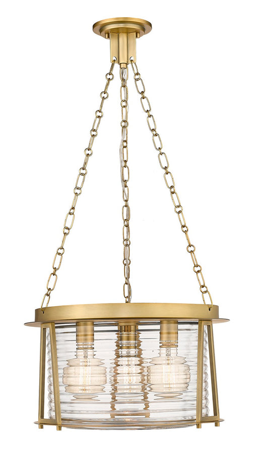 Cape Harbor Pendant Three Light Pendant in Rubbed Brass by Z-Lite Lighting
