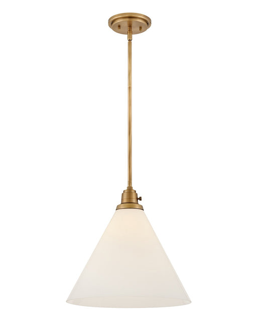 Arti LED Pendant in Heritage Brass with Cased Opal Glass by Hinkley Lighting