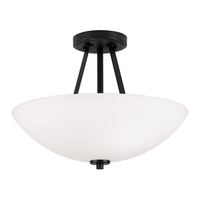 Stewart Two Light Semi-Flush Mount in Matte Black