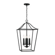 Grady Four Light Foyer Pendant in Black Iron