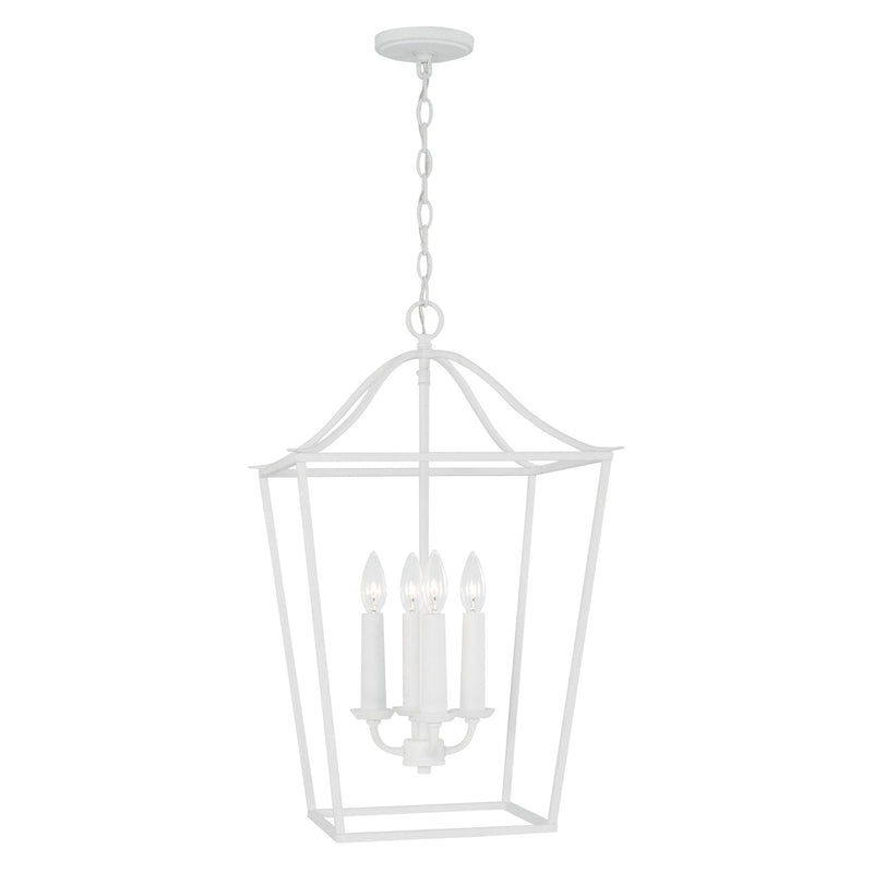 Grady Four Light Foyer Pendant in Textured White