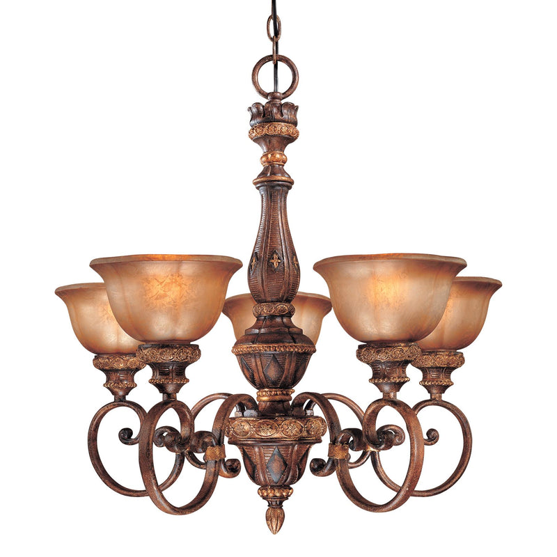 Illuminati 5-Light Chandelier in Illuminati Bronze & Silver Patina Glass - Lamps Expo