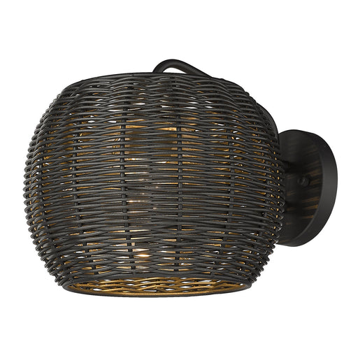 Vail 1-Light Outdoor Wall Sconce in Natural Black with Black Rattan Wicker