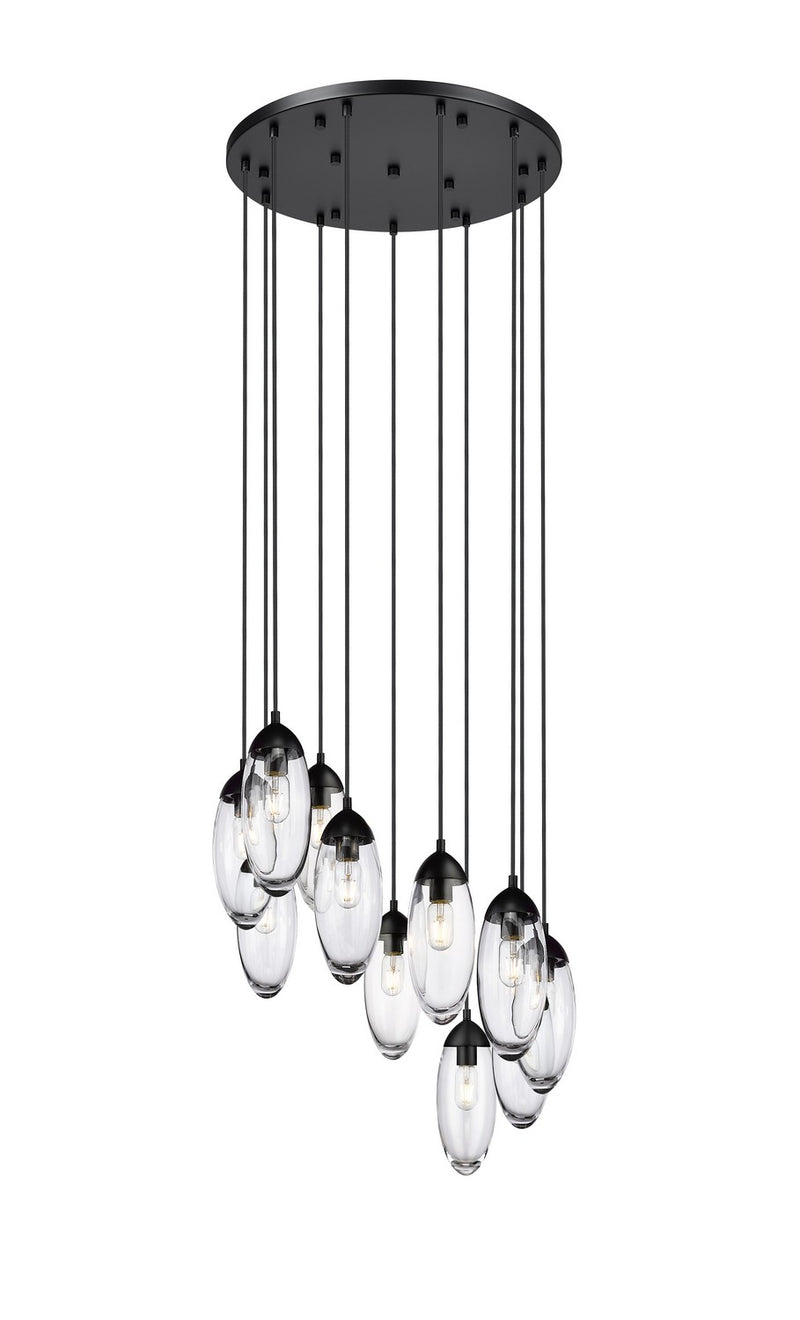 Arden 11 Light Chandelier in Matte Black by Z-Lite Lighting