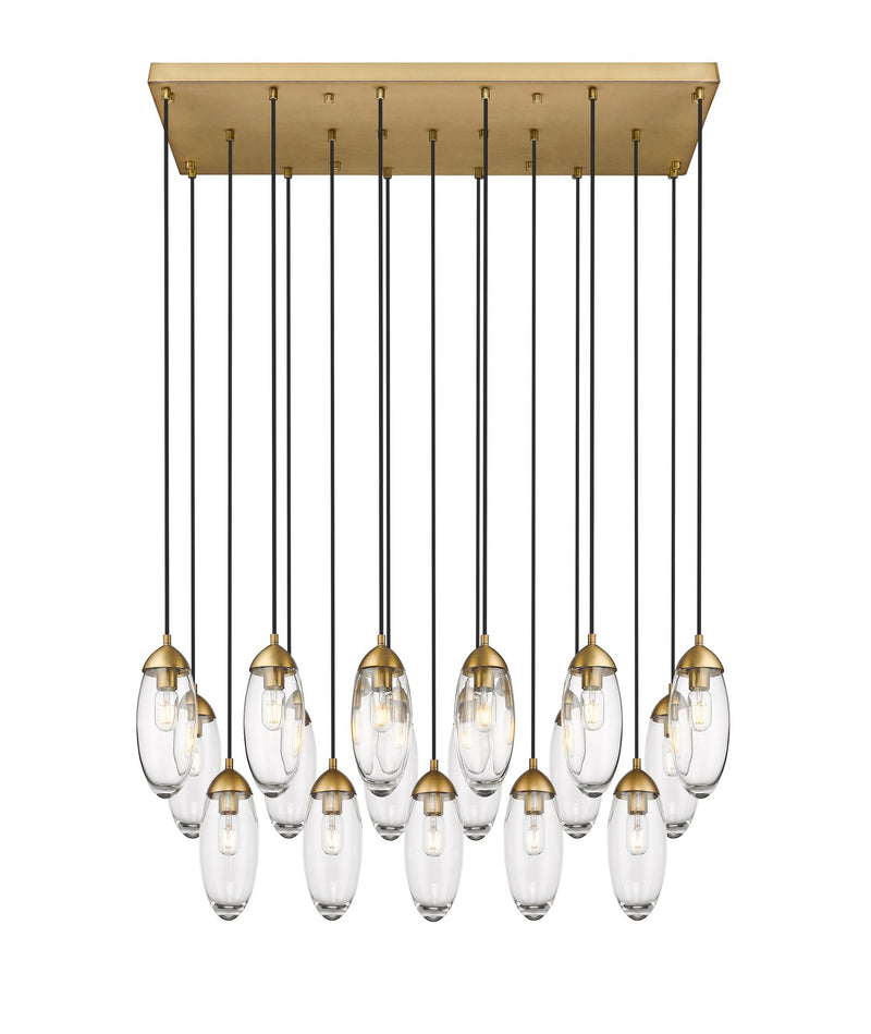 Arden 17 Light Linear Chandelier in Rubbed Brass by Z-Lite Lighting