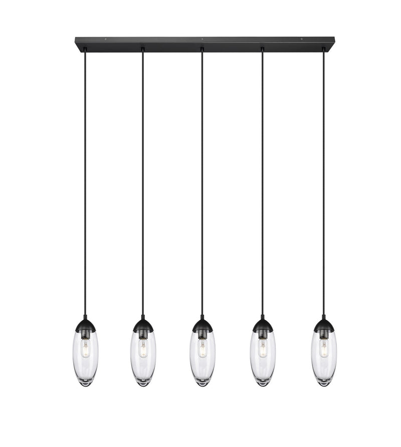 Arden Five Light Linear Chandelier in Matte Black by Z-Lite Lighting