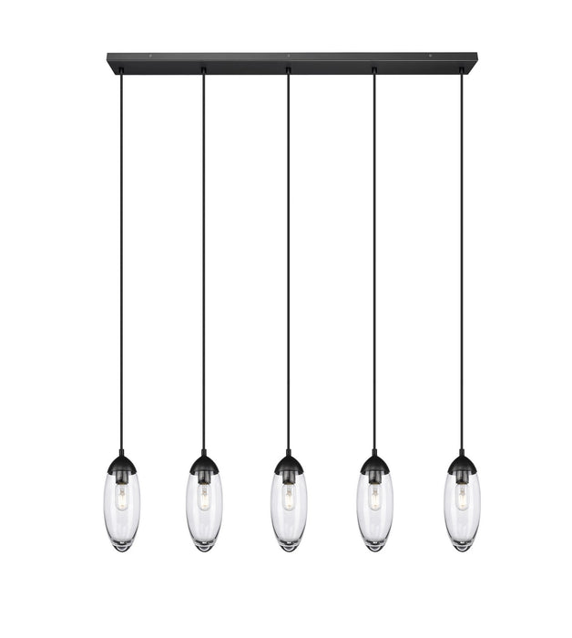 Arden Five Light Linear Chandelier in Matte Black by Z-Lite Lighting