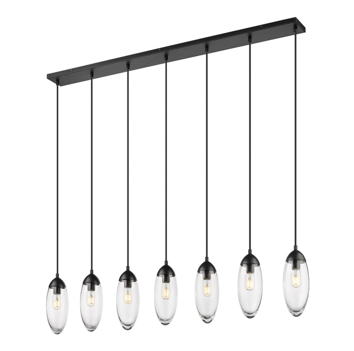Arden Seven Light Linear Chandelier in Matte Black by Z-Lite Lighting