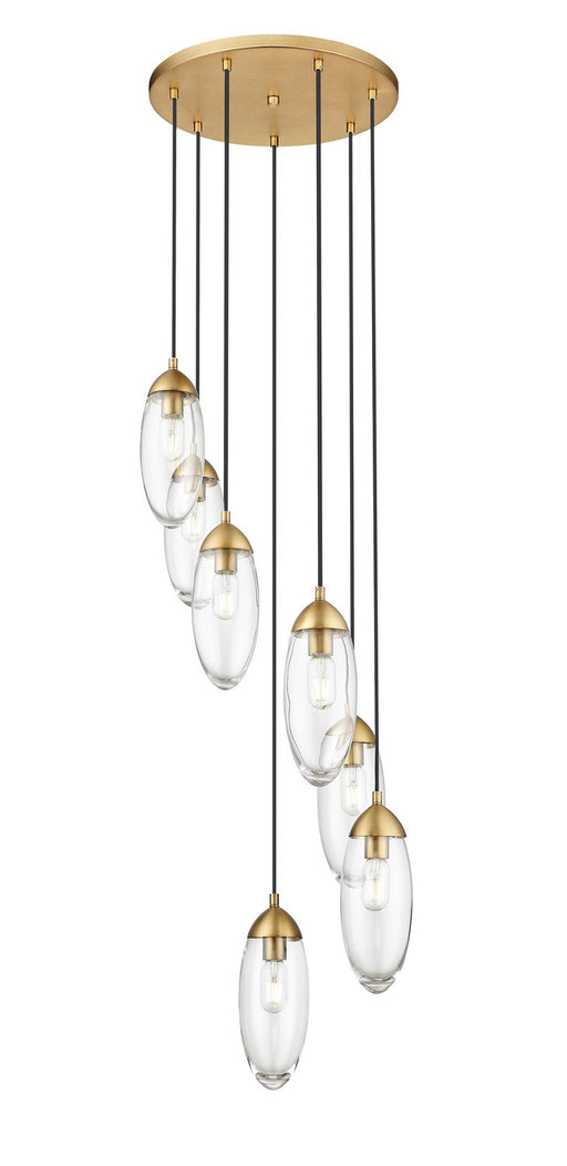 Arden Seven Light Chandelier in Rubbed Brass by Z-Lite Lighting