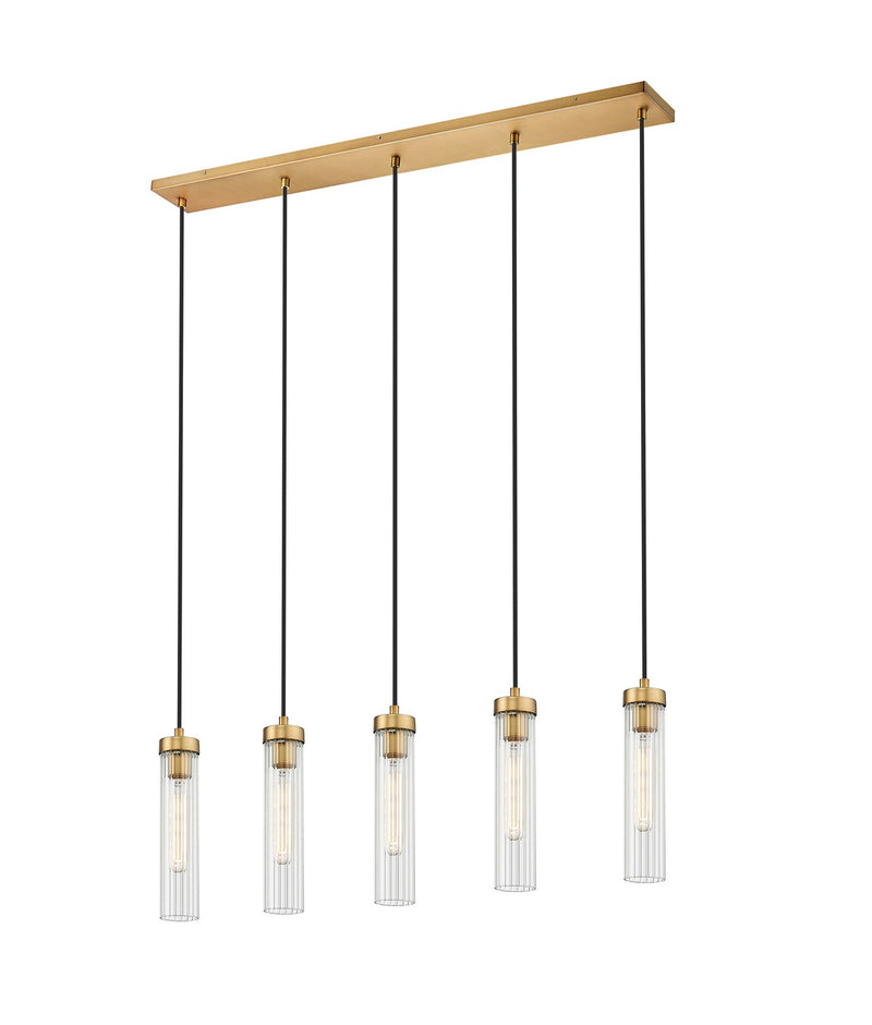 Beau Five Light Linear Chandelier in Rubbed Brass by Z-Lite Lighting