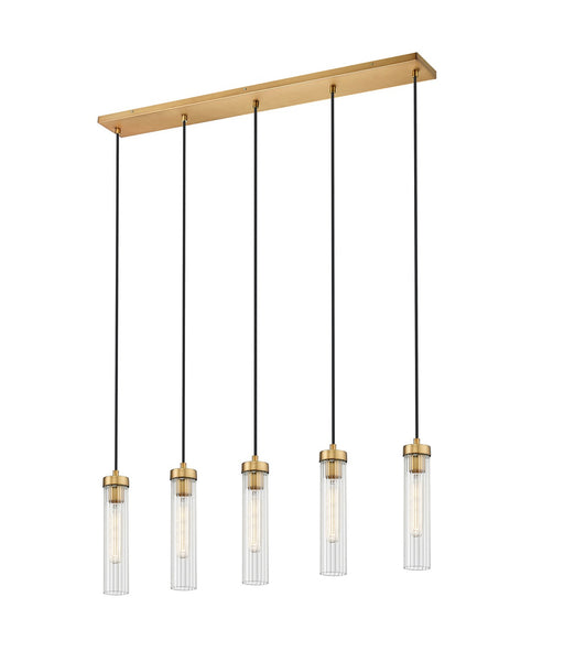 Beau Five Light Linear Chandelier in Rubbed Brass by Z-Lite Lighting