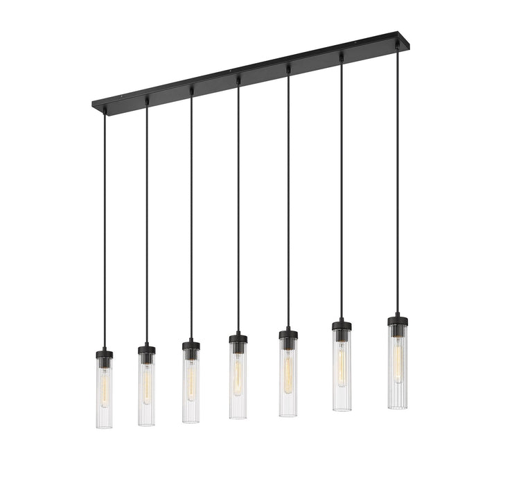 Beau Seven Light Linear Chandelier in Matte Black by Z-Lite Lighting
