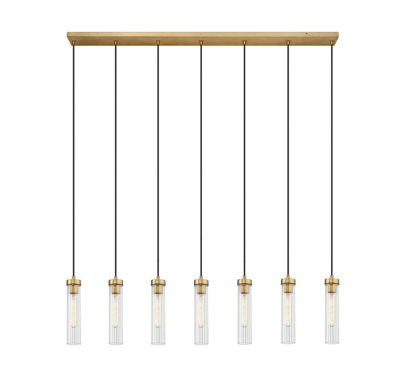 Beau Seven Light Linear Chandelier in Rubbed Brass by Z-Lite Lighting