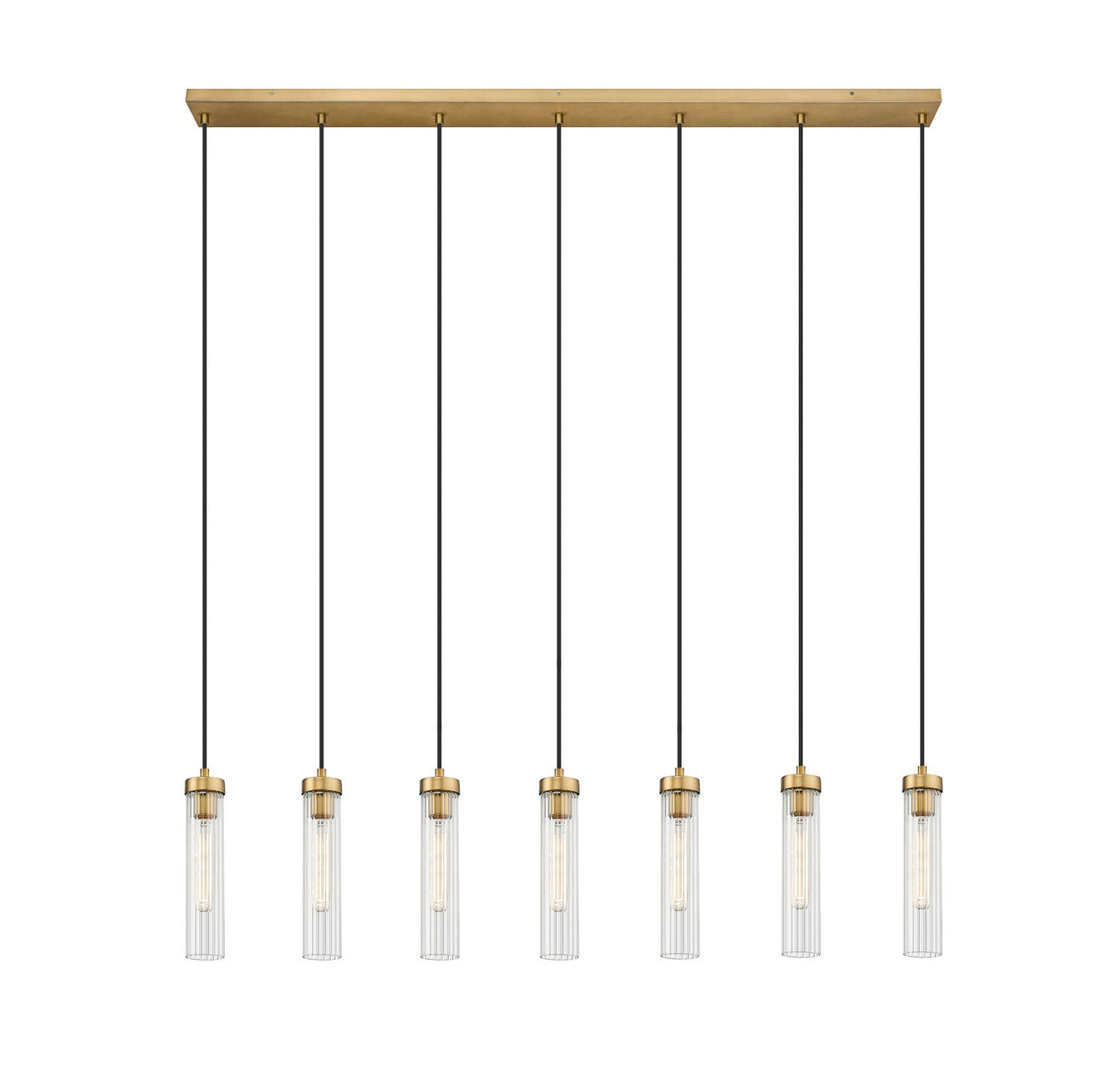 Beau Seven Light Linear Chandelier in Rubbed Brass by Z-Lite Lighting