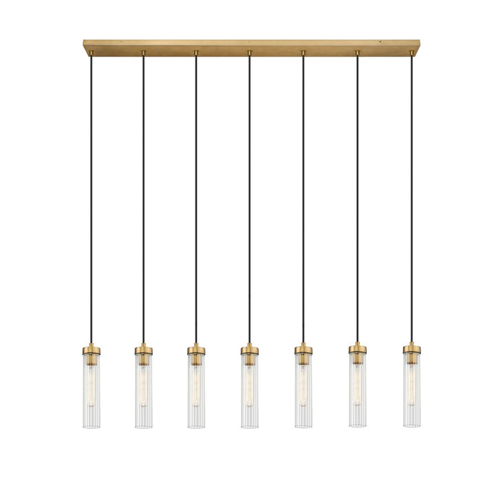 Beau Seven Light Linear Chandelier in Rubbed Brass by Z-Lite Lighting