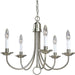Five Light 5-Light Chandelier in Brushed Nickel