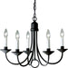 Five Light 5-Light Chandelier in Textured Black