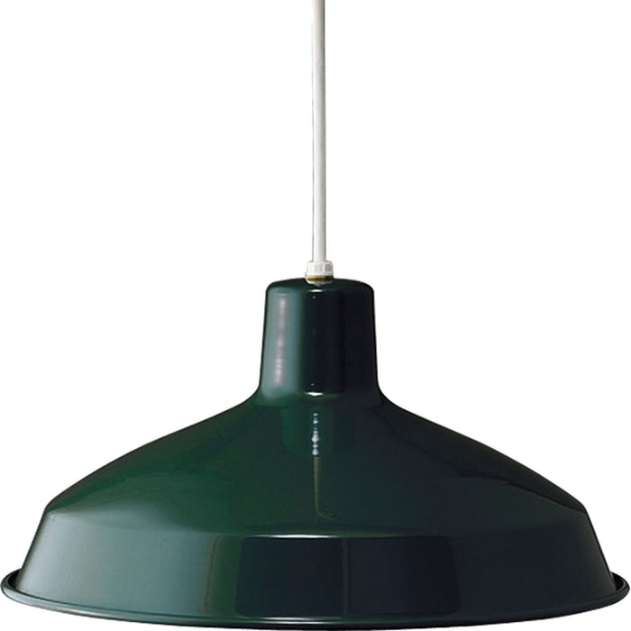 Metal Shade 1-Light Pendant in Dark Green