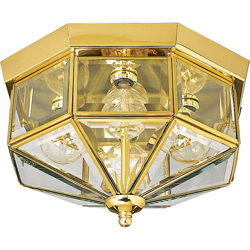 4-Light BeveLED Glass 110.125" Close-to-Ceiling in Polished Brass