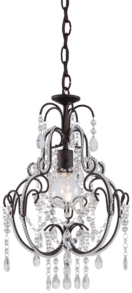 1-Light Mini-Chandelier in Taylor Bronze & Fluted Piastra Glass