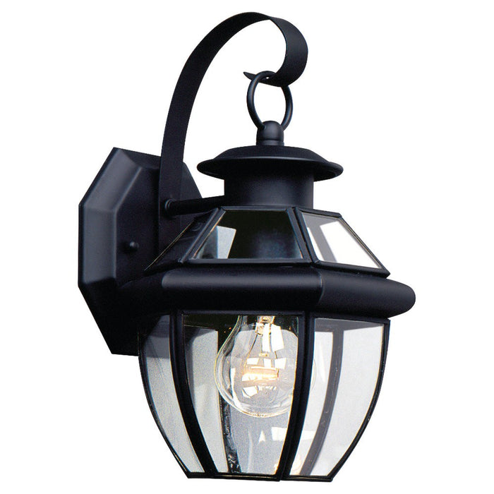 Lancaster One Light Outdoor Wall Lantern in Black with Clear Curved Beveled�Glass