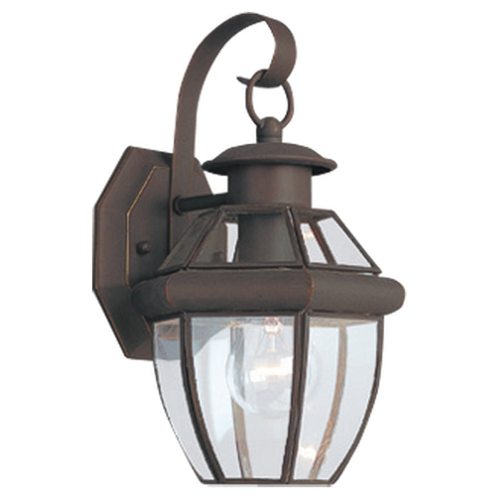 Lancaster One Light Outdoor Wall Lantern in Antique Bronze with Clear Curved Beveled�Glass