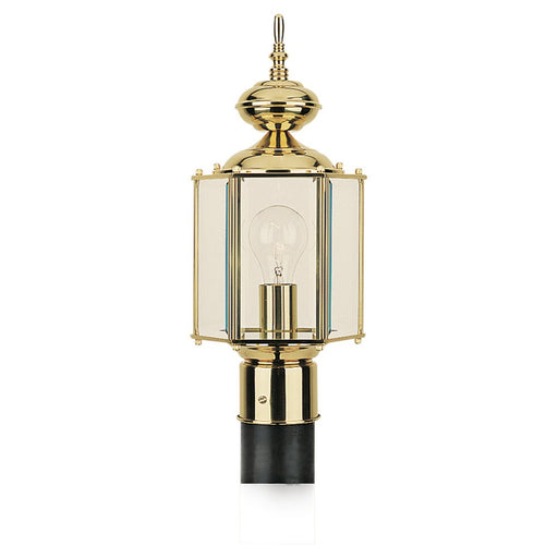 Classico One Light Outdoor Post Lantern in Polished Brass with Clear Beveled�Glass