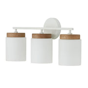 Liam Three Light Vanity in Light Wood and White